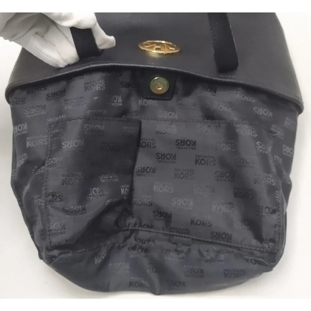 Michael Kors Black Crossgrain Leather Double Handle Small Tote Bag